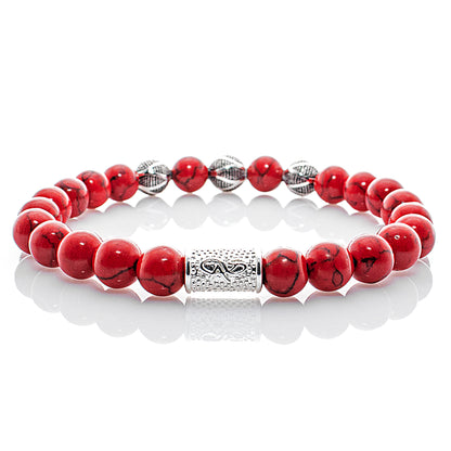 Roter Türkis Perlen Excelsior Silver 925 Sterling Silber