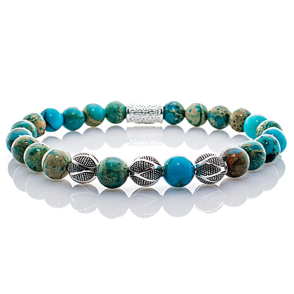 Aqua Terra Jaspis Perlen Excelsior Silver 925 Sterling Silber