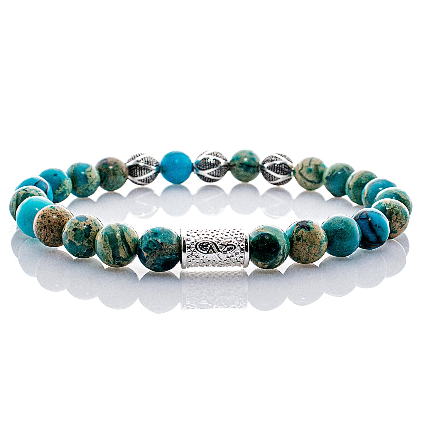 Aqua Terra Jaspis Perlen Excelsior Silver 925 Sterling Silber