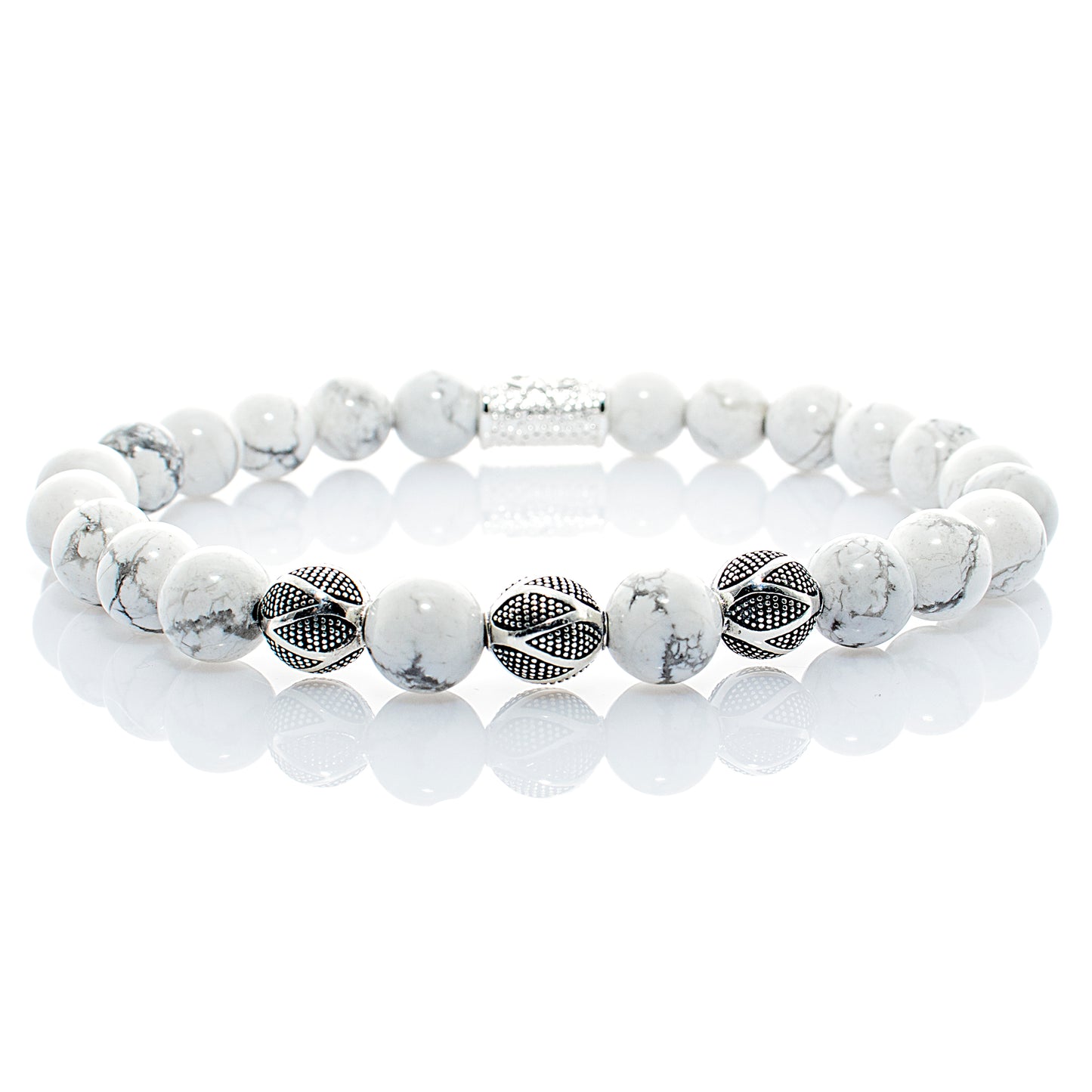 Howlith Perlen Excelsior Silver 925 Sterling Silber