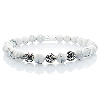 Howlith Perlen Excelsior Silver 925 Sterling Silber