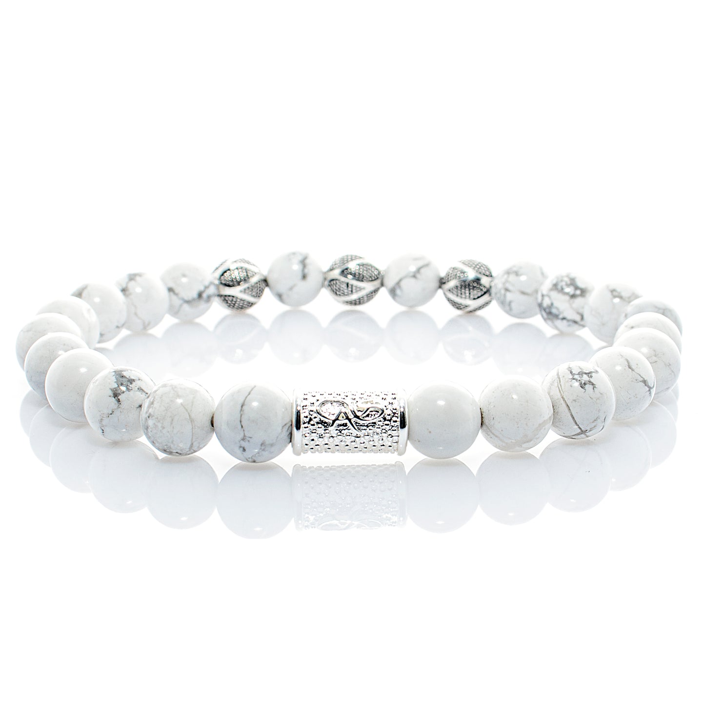 Howlith Perlen Excelsior Silver 925 Sterling Silber