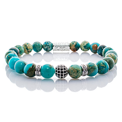 Aqua Terra Jaspis Perlen Royal Crown 925 Sterling Silber
