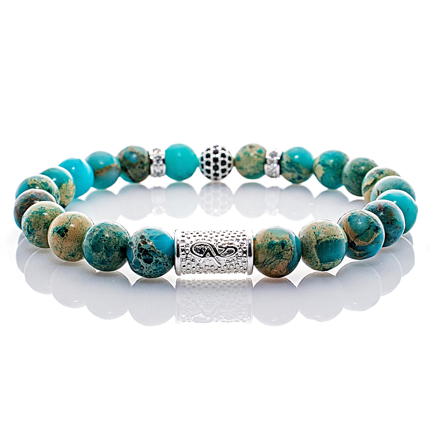 Aqua Terra Jaspis Perlen Royal Crown 925 Sterling Silber
