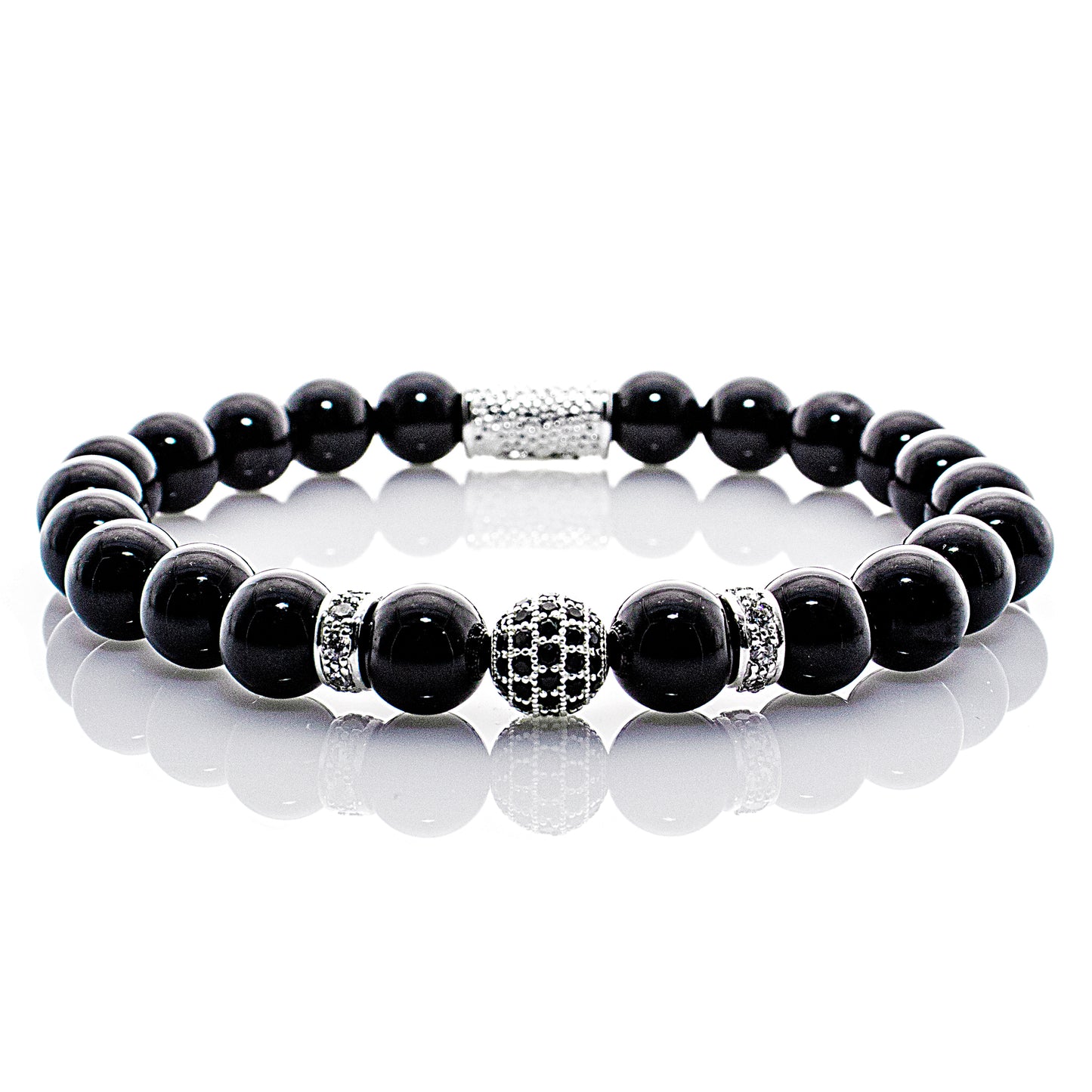 Onyx Perlen Schwarz Royal Crown 925 Sterling Silber
