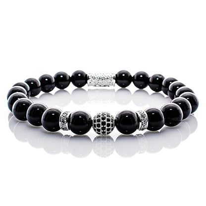 Onyx Perlen Schwarz Royal Crown 925 Sterling Silber