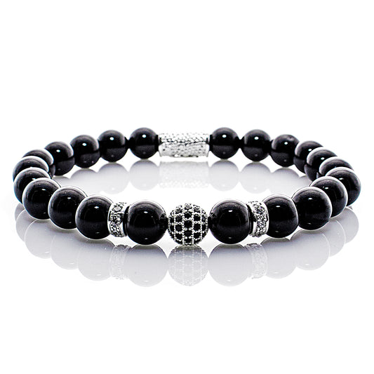 Onyx Perlen Schwarz Royal Crown 925 Sterling Silber