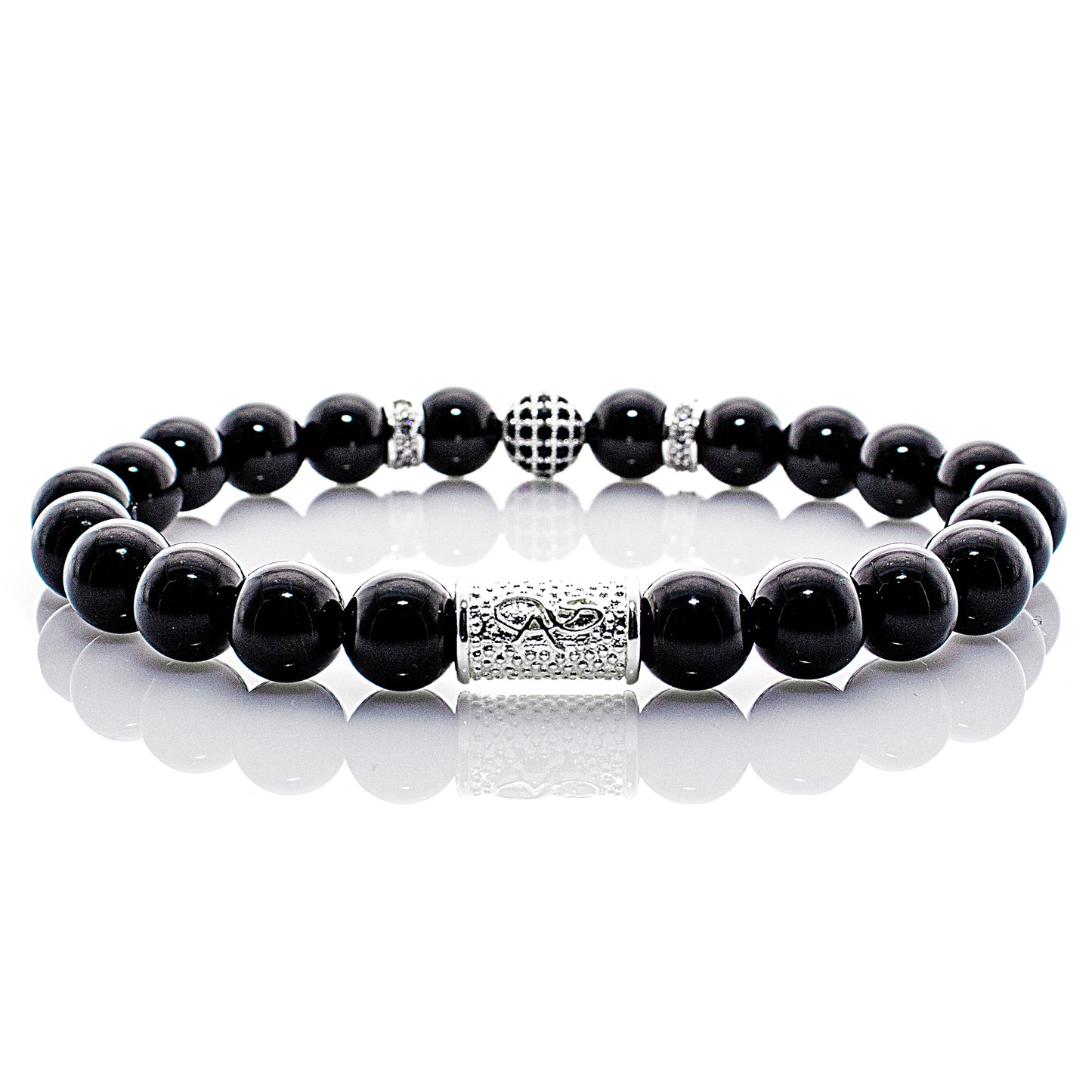 Onyx Perlen Schwarz Royal Crown 925 Sterling Silber