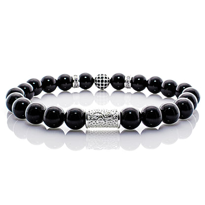 Onyx Perlen Schwarz Royal Crown 925 Sterling Silber