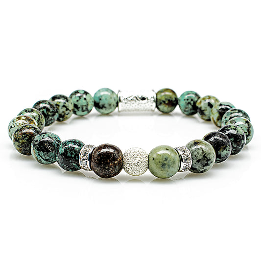 African Türkis Perlen Luna 925 Sterling Silber