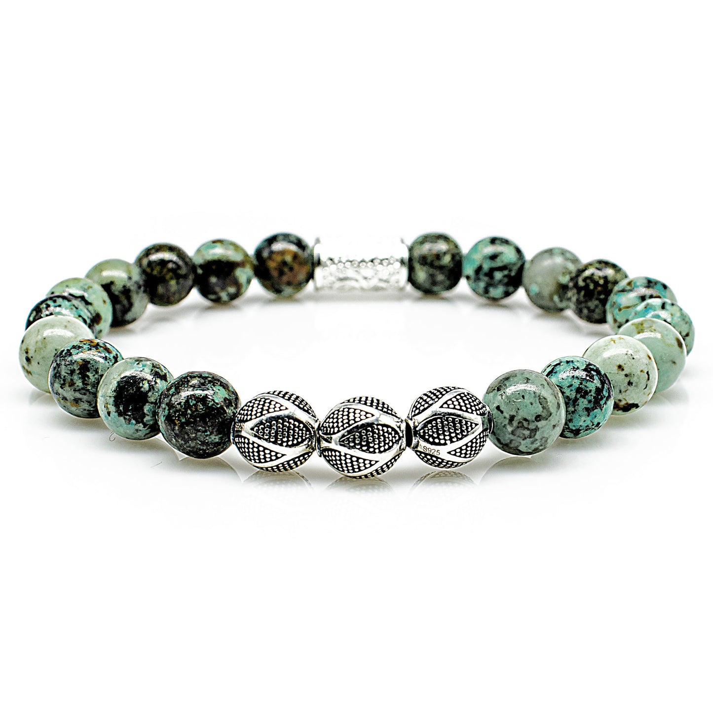 African Türkis Perlen Excelsior Silver 925 Sterling Silber