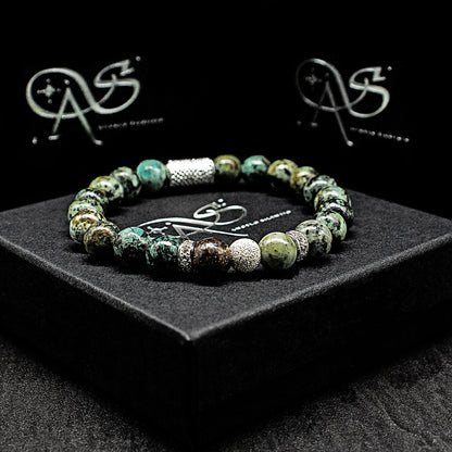 African Türkis Perlen Luna 925 Sterling Silber