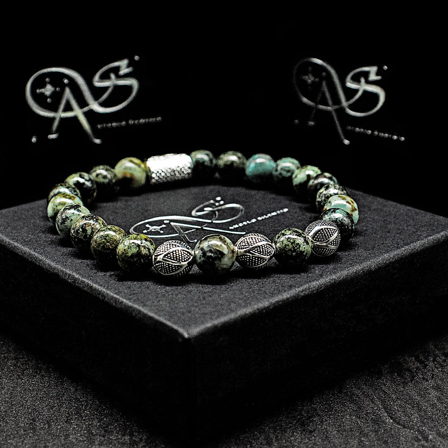 African Türkis Perlen Excelsior Silver 925 Sterling Silber