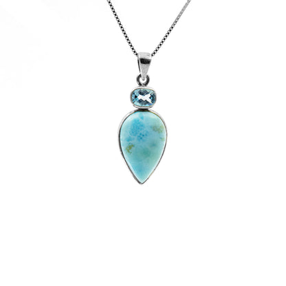 Larimar Blautopas 925 Sterling Silber Anhänger