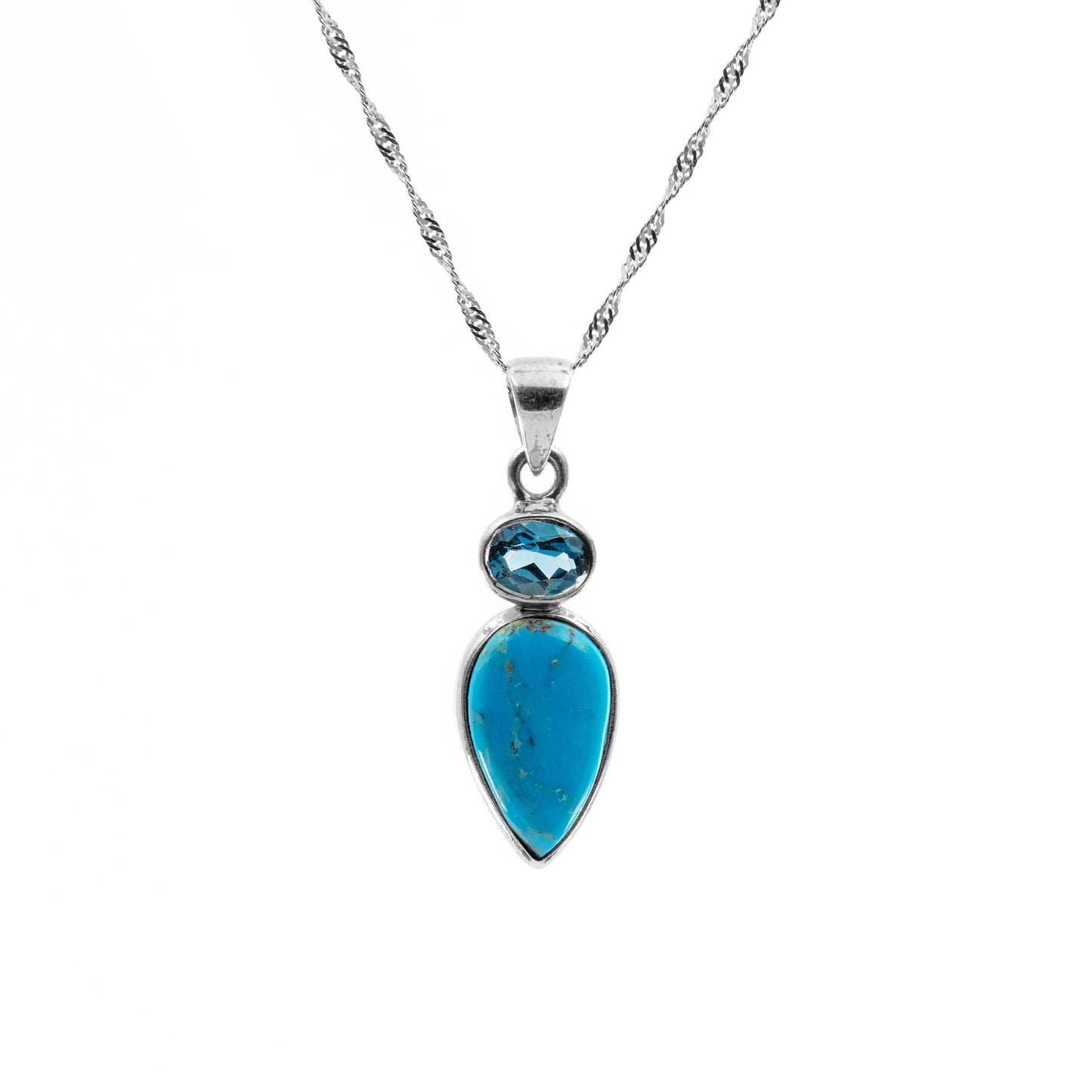 Arizona Türkis Blautopas 925 Sterling Silber Anhänger