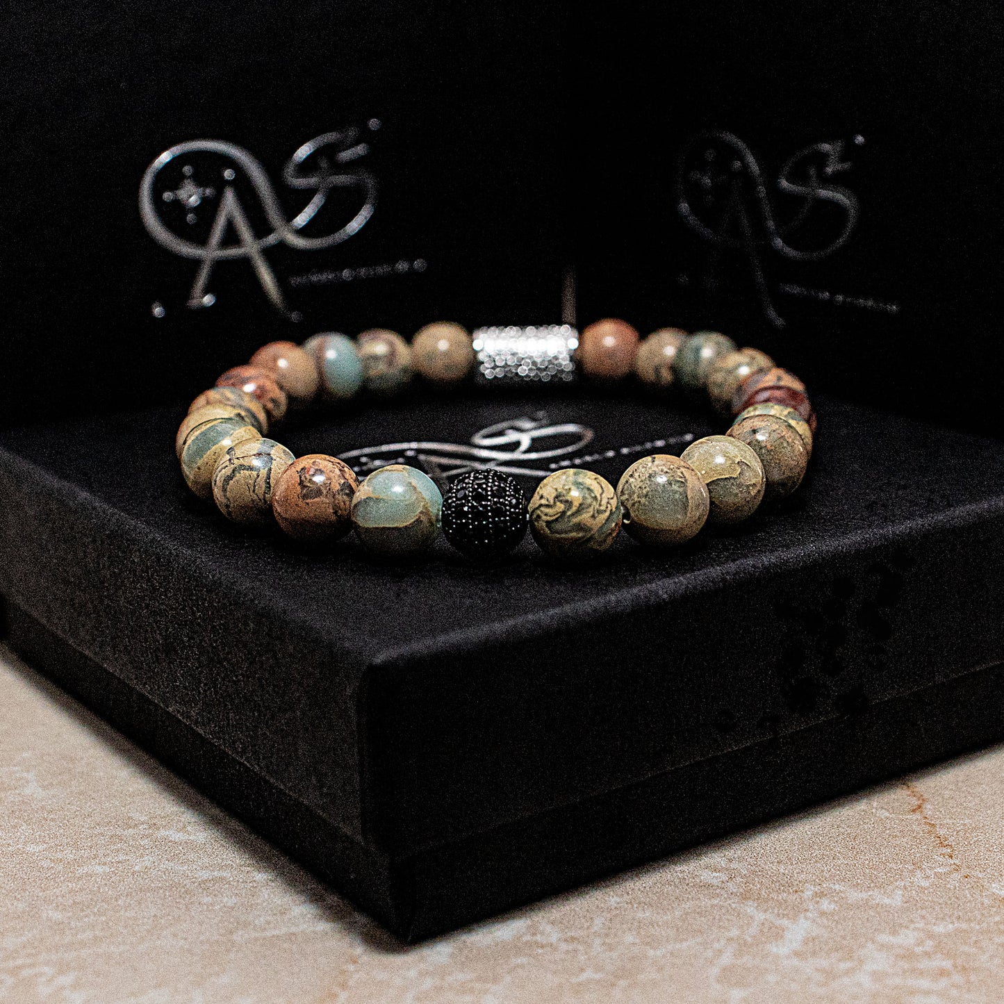 Serpentin Perlen Royal Beads 925 Sterling Silber