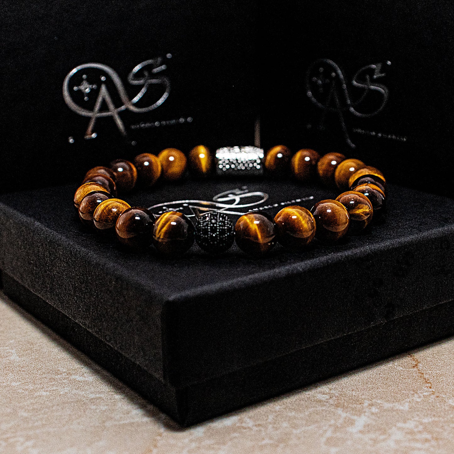 Tigerauge Perlen Royal Beads 925 Sterling Silber