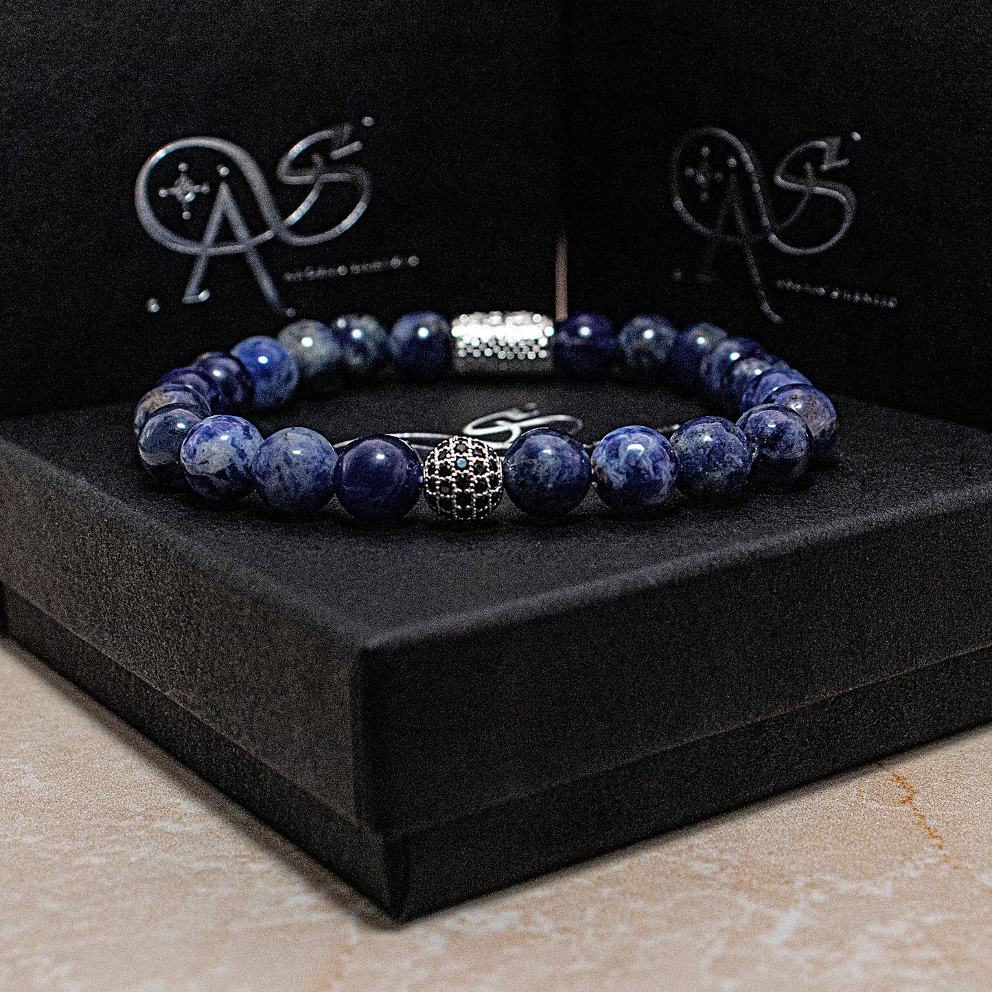 Sodalith Perlen Royal Beads 925 Sterling Silber