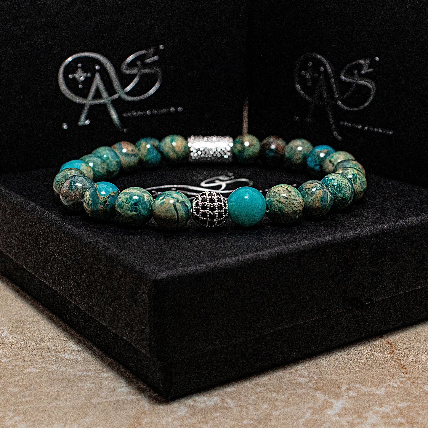 Aqua Terra Jaspis Perlen Royal Beads 925 Sterling Silber