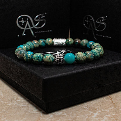 Aqua Terra Jaspis Perlen Royal Beads 925 Sterling Silber