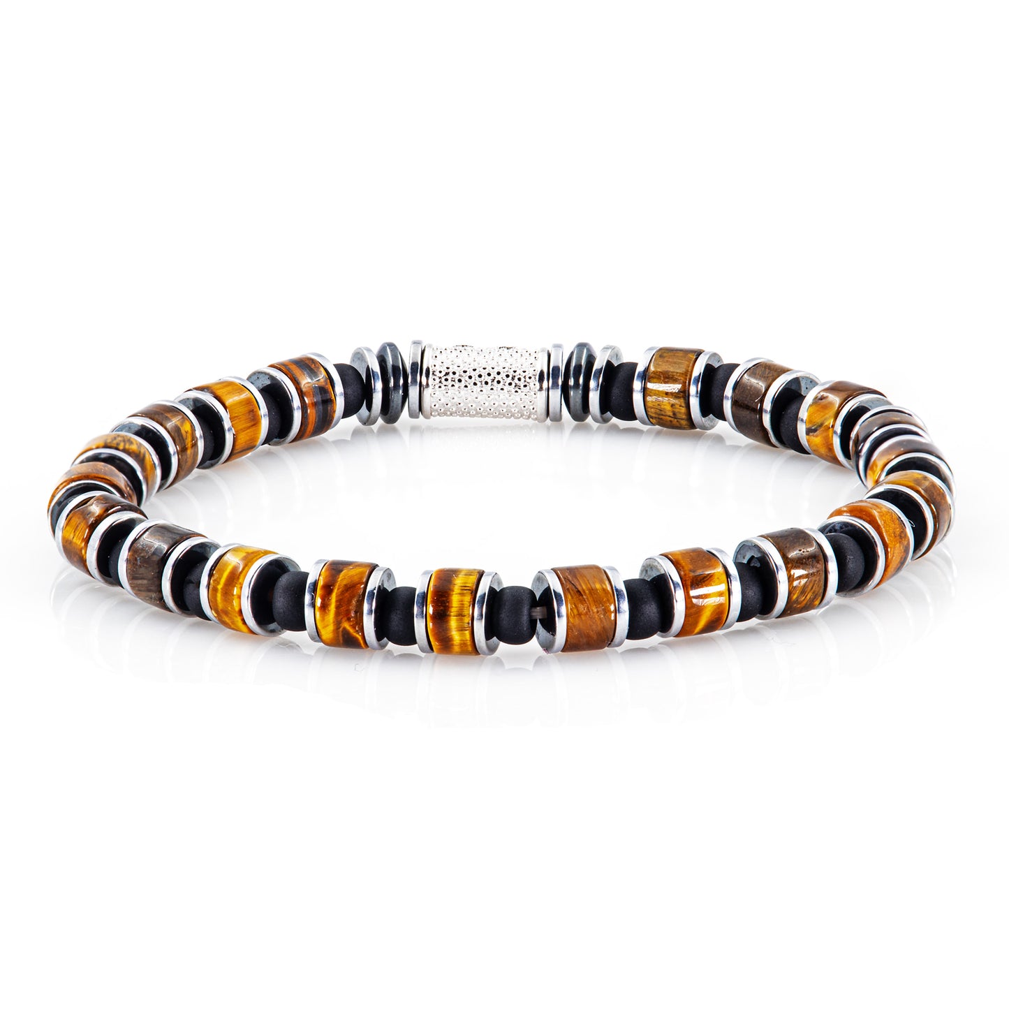 Tigerauge Miyuki Perlen 925 Sterling Silber Rohdiniert 6mm