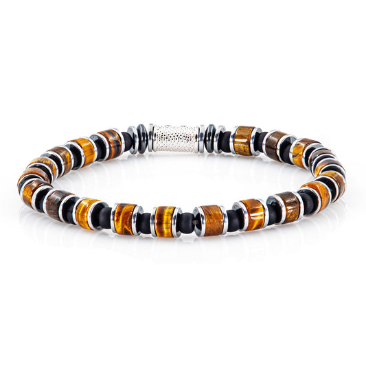 Tigerauge Miyuki Perlen 925 Sterling Silber Rohdiniert 6mm