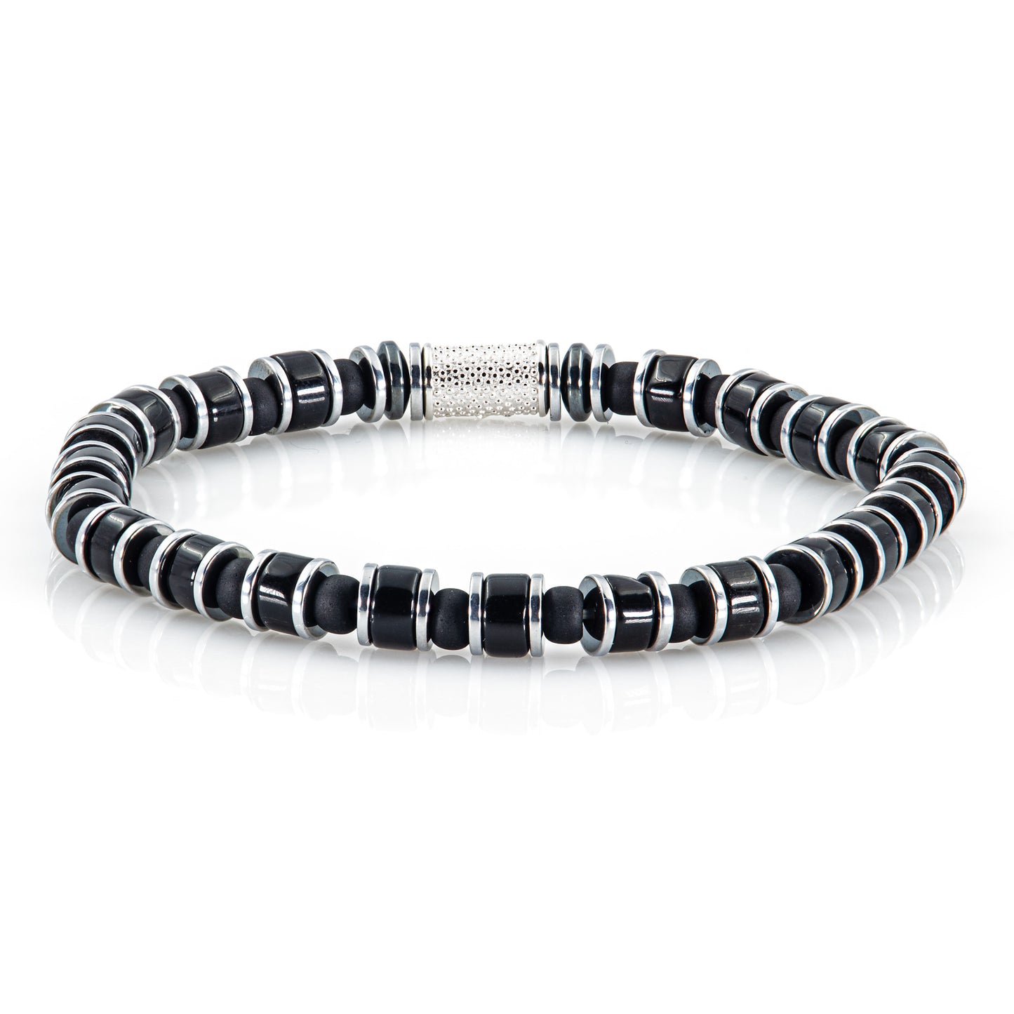 Black Obsidian Miyuki Perlen 925 Sterling Silber Rohdiniert 6mm