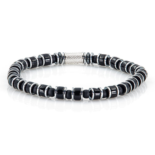 Black Obsidian Miyuki Perlen 925 Sterling Silber Rohdiniert 6mm