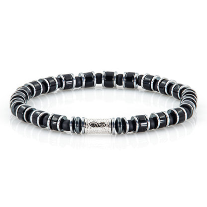 Black Obsidian Miyuki Perlen 925 Sterling Silber Rohdiniert 6mm