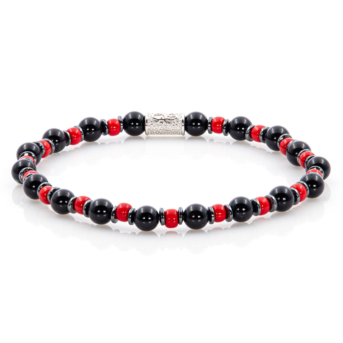 Onyx Perlen 6mm Miyuki Dark Red Hämatit 925 Sterling Silber Rohdiniert