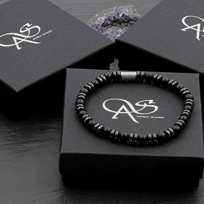 Black Onyx Matt 6mm Perlen Disk 925 Sterling Silber