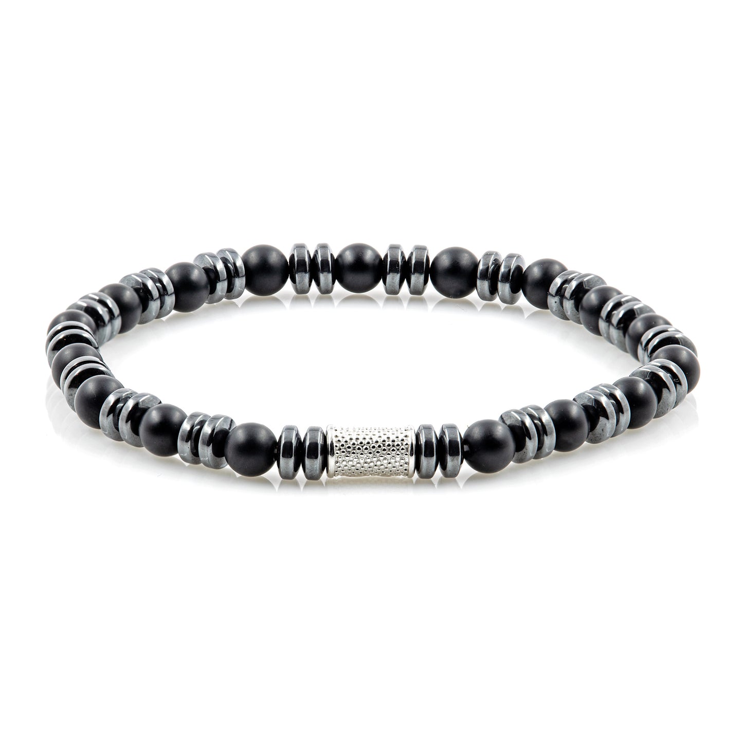 Black Onyx Matt 6mm Perlen Disk 925 Sterling Silber