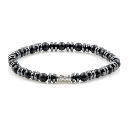 Black Onyx Matt 6mm Perlen Disk 925 Sterling Silber