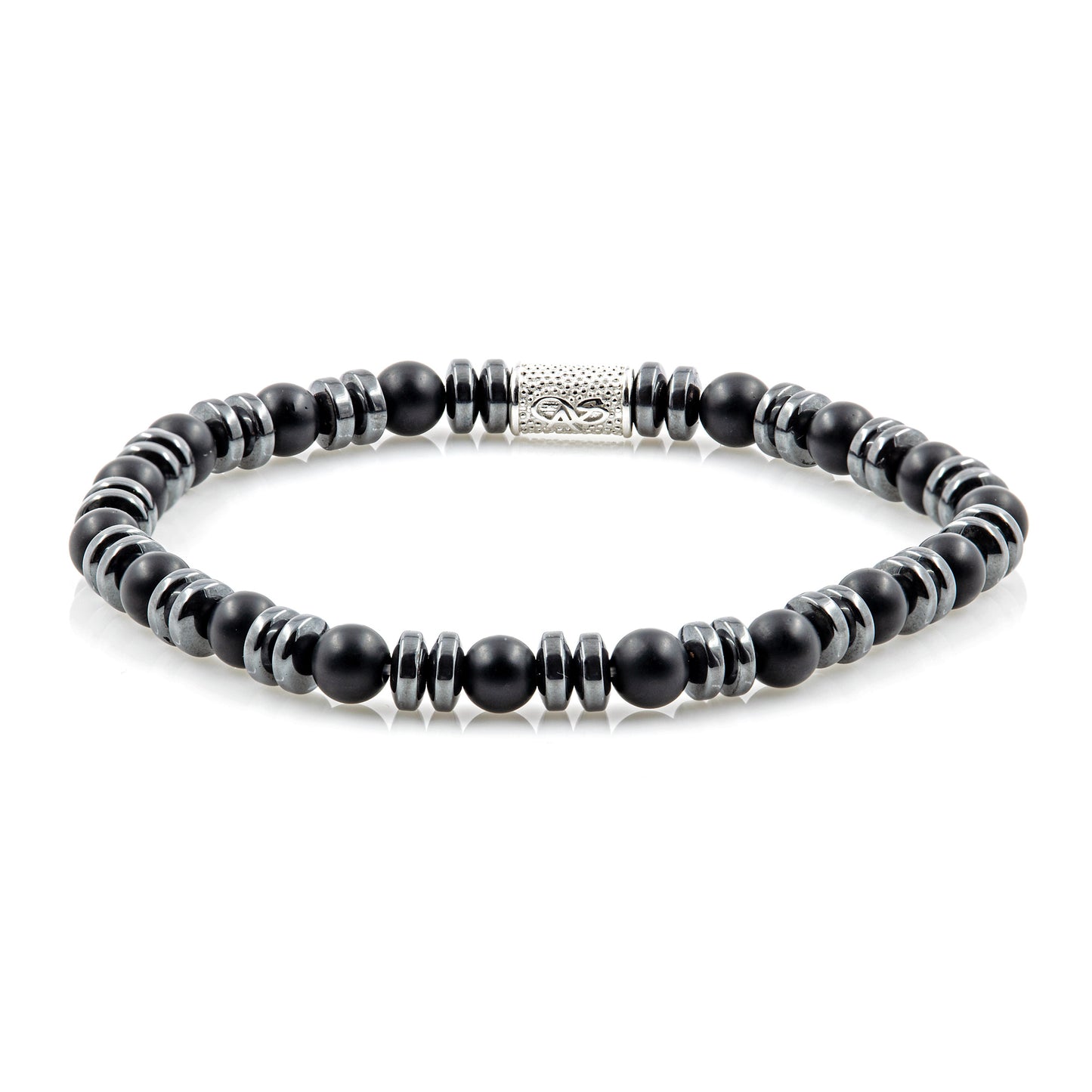 Black Onyx Matt 6mm Perlen Disk 925 Sterling Silber
