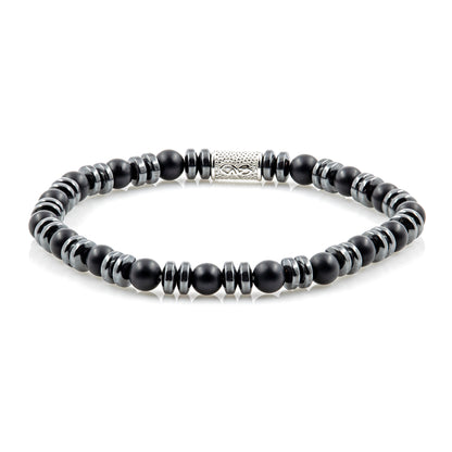 Black Onyx Matt 6mm Perlen Disk 925 Sterling Silber