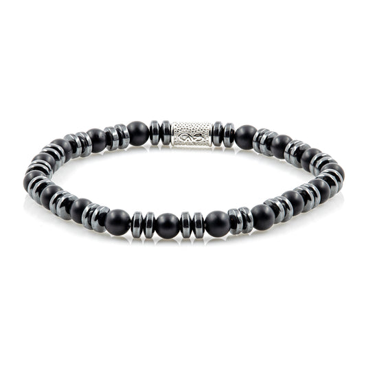 Black Onyx Matt 6mm Perlen Disk 925 Sterling Silber