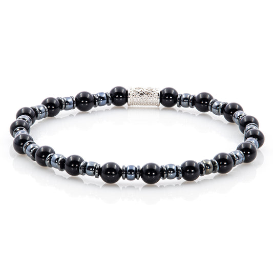Onyx Perlen 6mm Miyuki Gunmetal Hämatit 925 Sterling Silber Rohdiniert