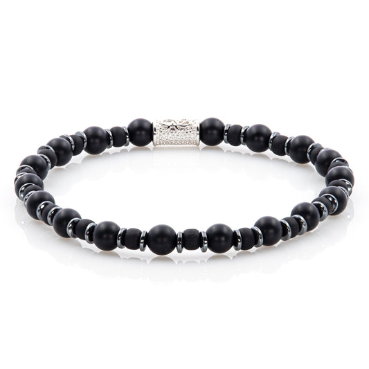 Onyx Perlen Matt 6mm Miyuki Matt Black Hämatit 925 Sterling Silber Rohdiniert