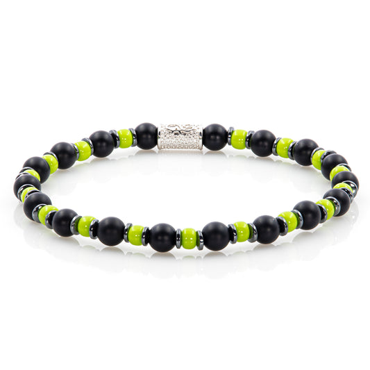 Onyx Perlen Matt 6mm Miyuki Chartreuse Hämatit 925 Sterling Silber Rohdiniert