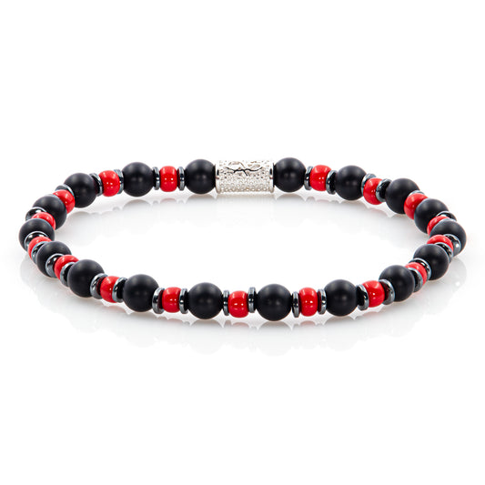Onyx Perlen Matt 6mm Miyuki Dark Red Hämatit 925 Sterling Silber Rohdiniert