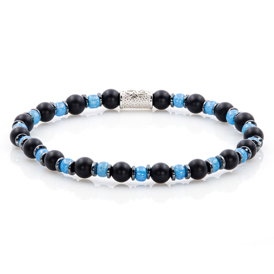 Onyx Perlen Matt 6mm Miyuki Dyed Aqua Hämatit 925 Sterling Silber Rohdiniert