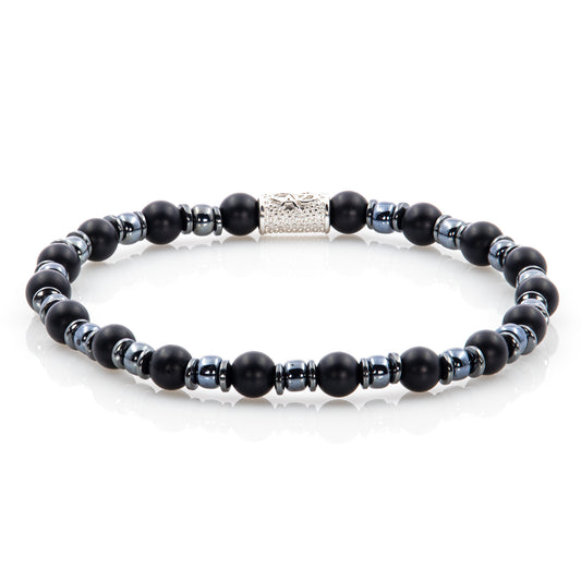 Onyx Perlen Matt 6mm Miyuki Gunmetal Hämatit 925 Sterling Silber Rohdiniert