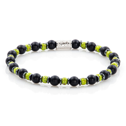Onyx Perlen Matt 6mm Miyuki Picasso Chartreuse Hämatit 925 Sterling Silber Rohdiniert
