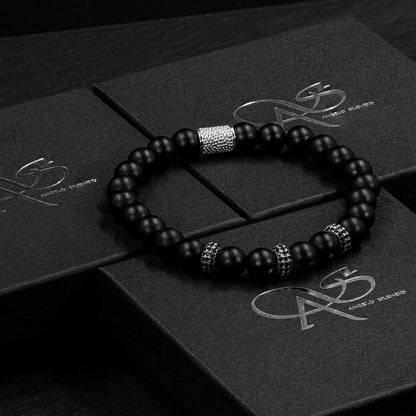 Onyx Matt SilverLine Zirkon 8mm S 925 Sterling Silber Rohdiniert
