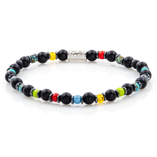 Onyx Perlen Matt 6mm Miyuki Rainbow Hämatit 925 Sterling Silber Rohdiniert