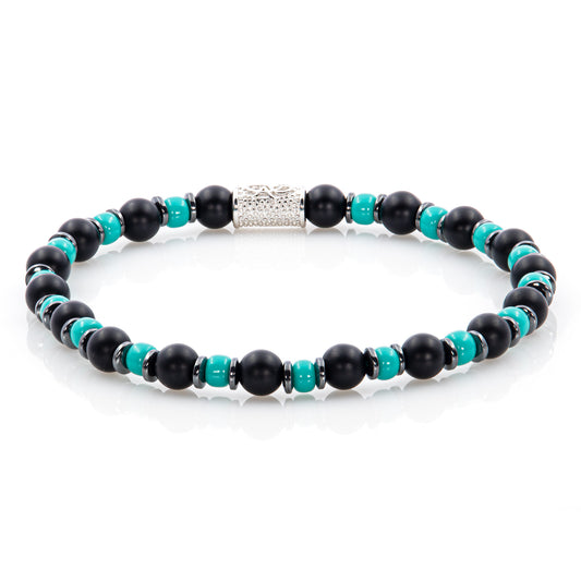 Onyx Perlen Matt 6mm Miyuki Türkis Hämatit 925 Sterling Silber Rohdiniert