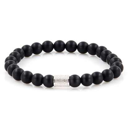 Onyx Matt Perlen 925 Sterling Silber Rohdiniert