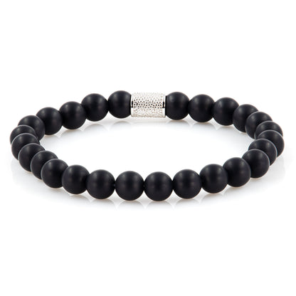 Onyx Matt Perlen 925 Sterling Silber Rohdiniert
