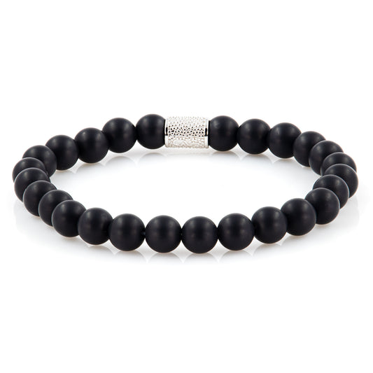 Onyx Matt Perlen 925 Sterling Silber Rohdiniert