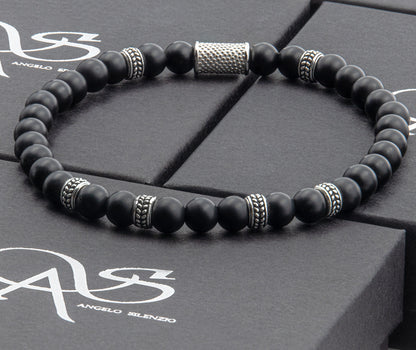 Onyx Matt Silver Orzo 6mm 925 Sterling Silber Rohdiniert